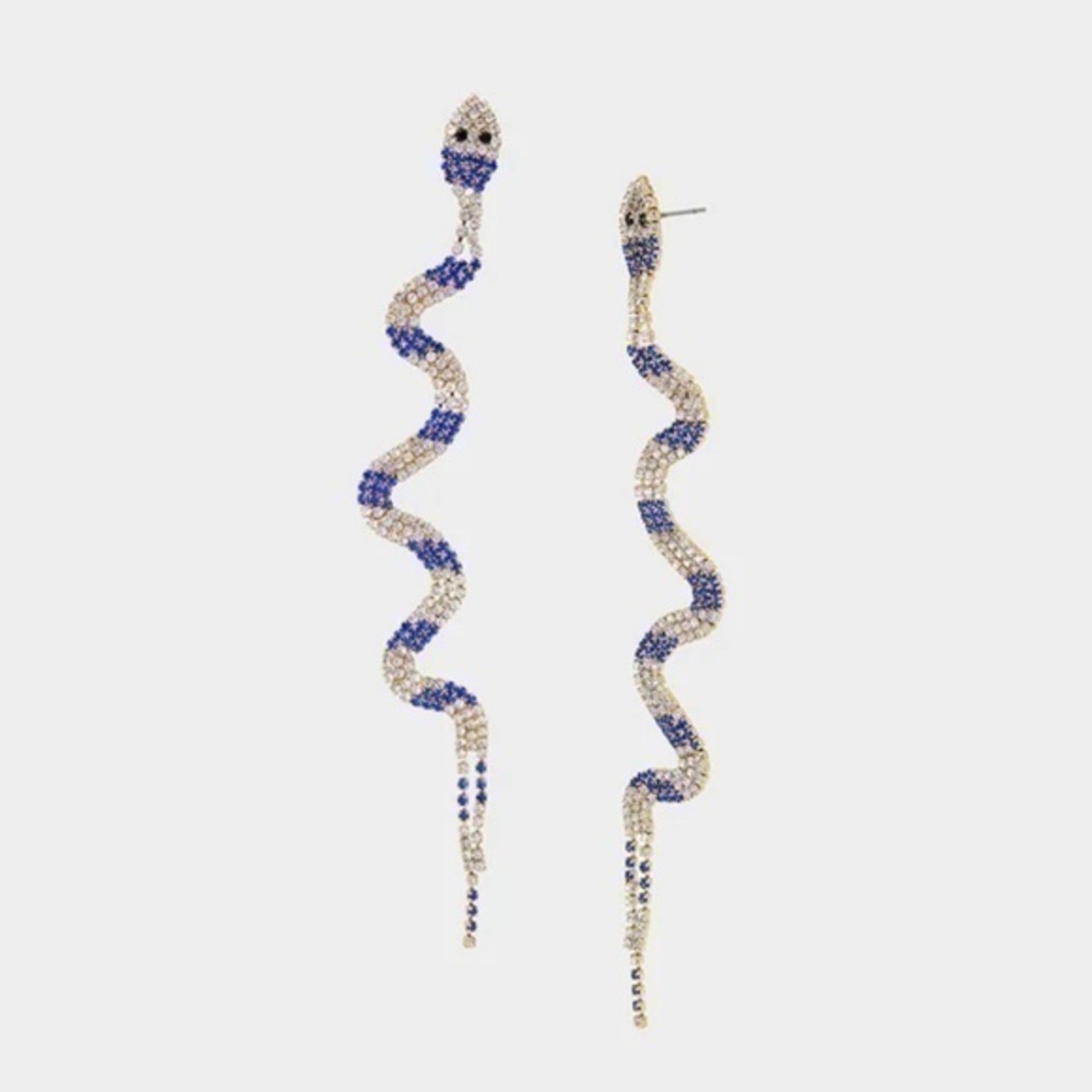 Betsey Johnson SHINE BRIGHT SNAKE DROP EARRINGS BLUE